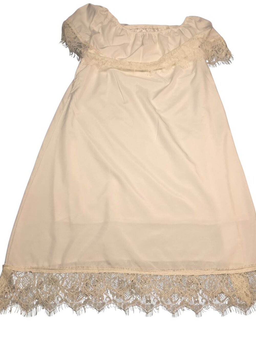 Vintage Slip Dress Lace Trim Ivory M
